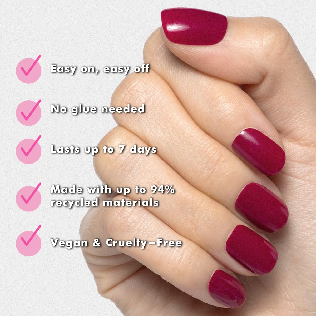 Olive & June Uñas postizas Classic Super Stick Mani | No necesitan pegamento | 32 pestañas, 16 tamaños | Pestañas no tóxicas, fáciles de poner y quitar, no dañan, aspecto realista, duración de 7 días
