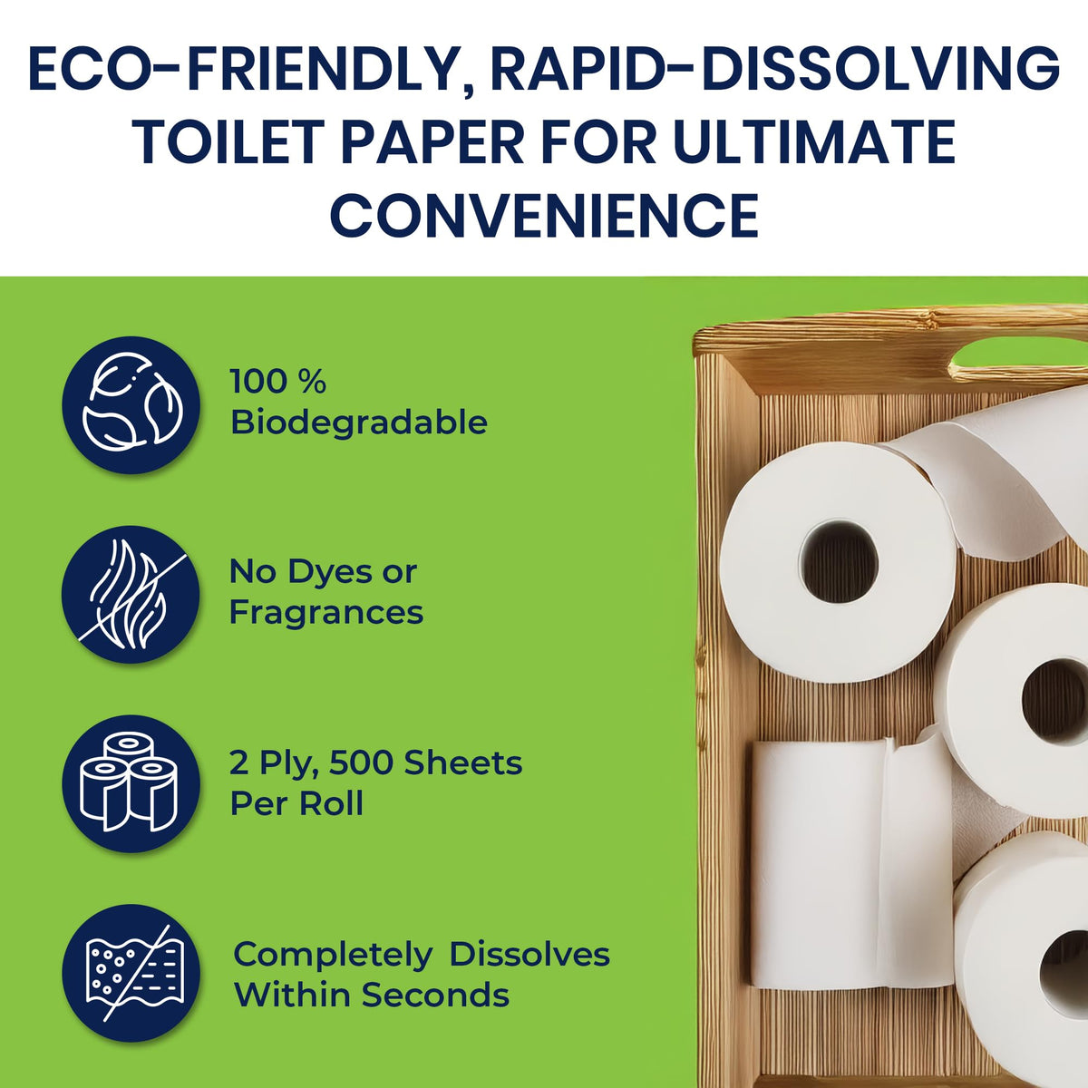 Papel Higiénico Biodegradable para Tanque Séptico, Alternativa Natural, para RV y Acampar