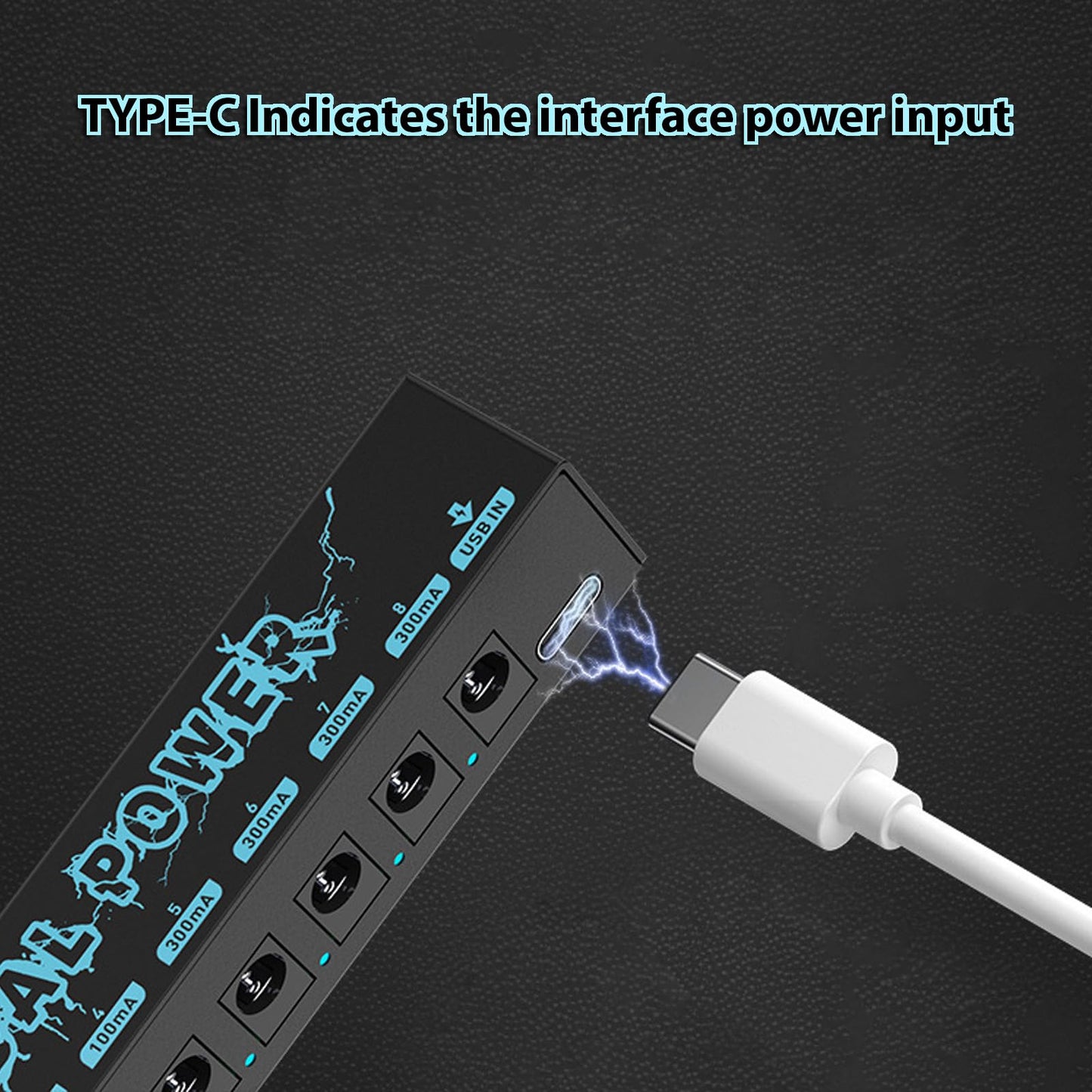 Pedal de Guitarra Power Guitar Effector Negro con Salidas DC Aisladas y USB