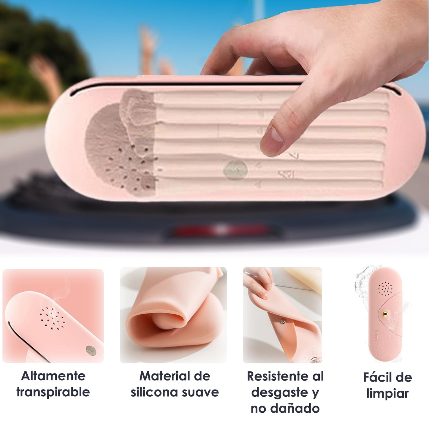 JESUS Funda para Brochas de Maquillaje,Bolsa de Maquillaje de Silicona,Rosa