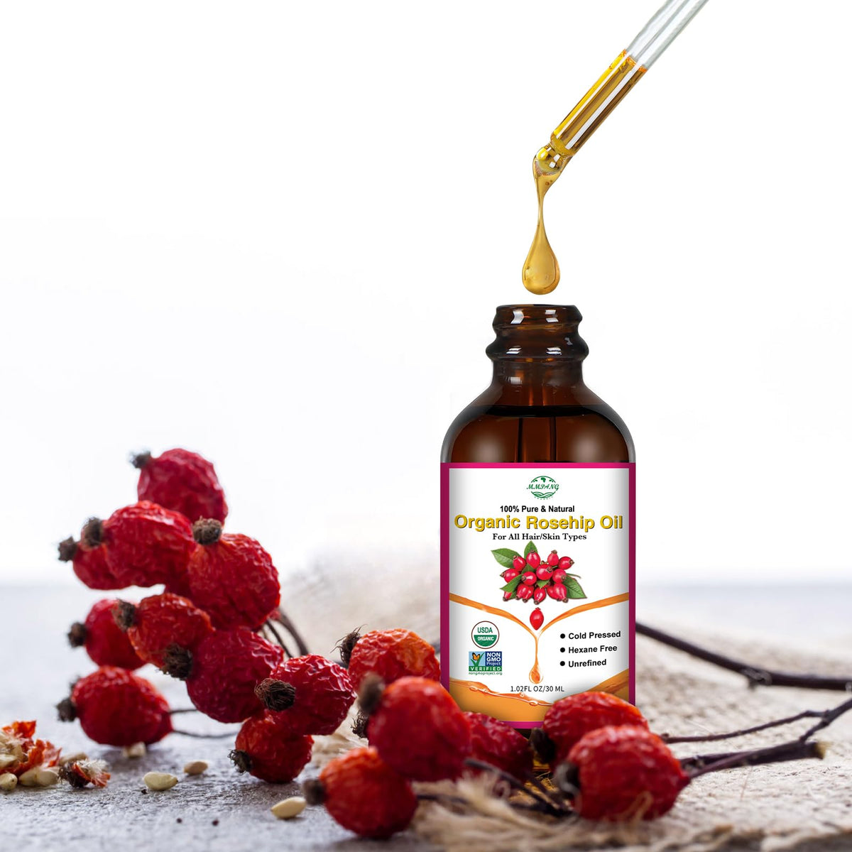 MMPANG- Aceite de semilla de rosa mosqueta 100% puro y natural