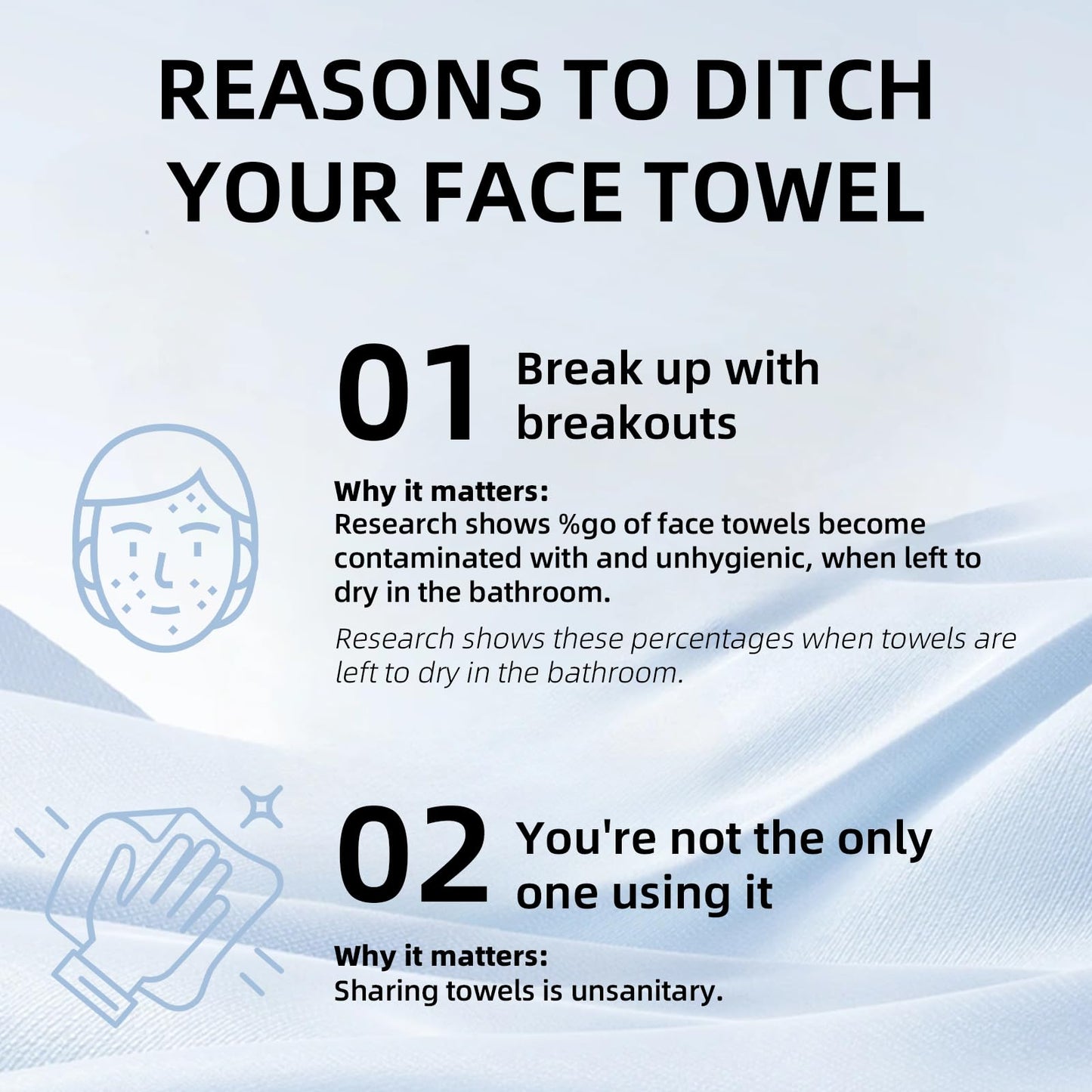 SilkenVive Toallas faciales desechables Clean Towels XL (50 unidades, 25x30 cm) – Toallitas desmaquillantes secas, paños faciales ultrasuaves sin pelusa, biodegradables para una piel limpia.