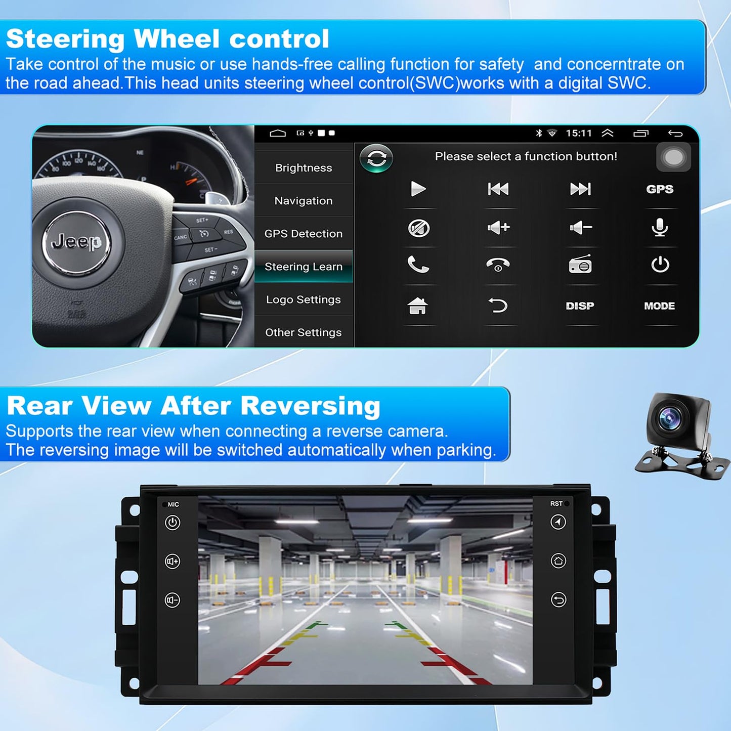 5GWifi - Radio de coche Android para Jeep Wrangler JK 2007-2018, Compass Patriot Dodge RAM 1500/2500 2009-2012, visualización táctil estéreo de coche, Wirelss Carplay Android Auto, GPS Navigator FM