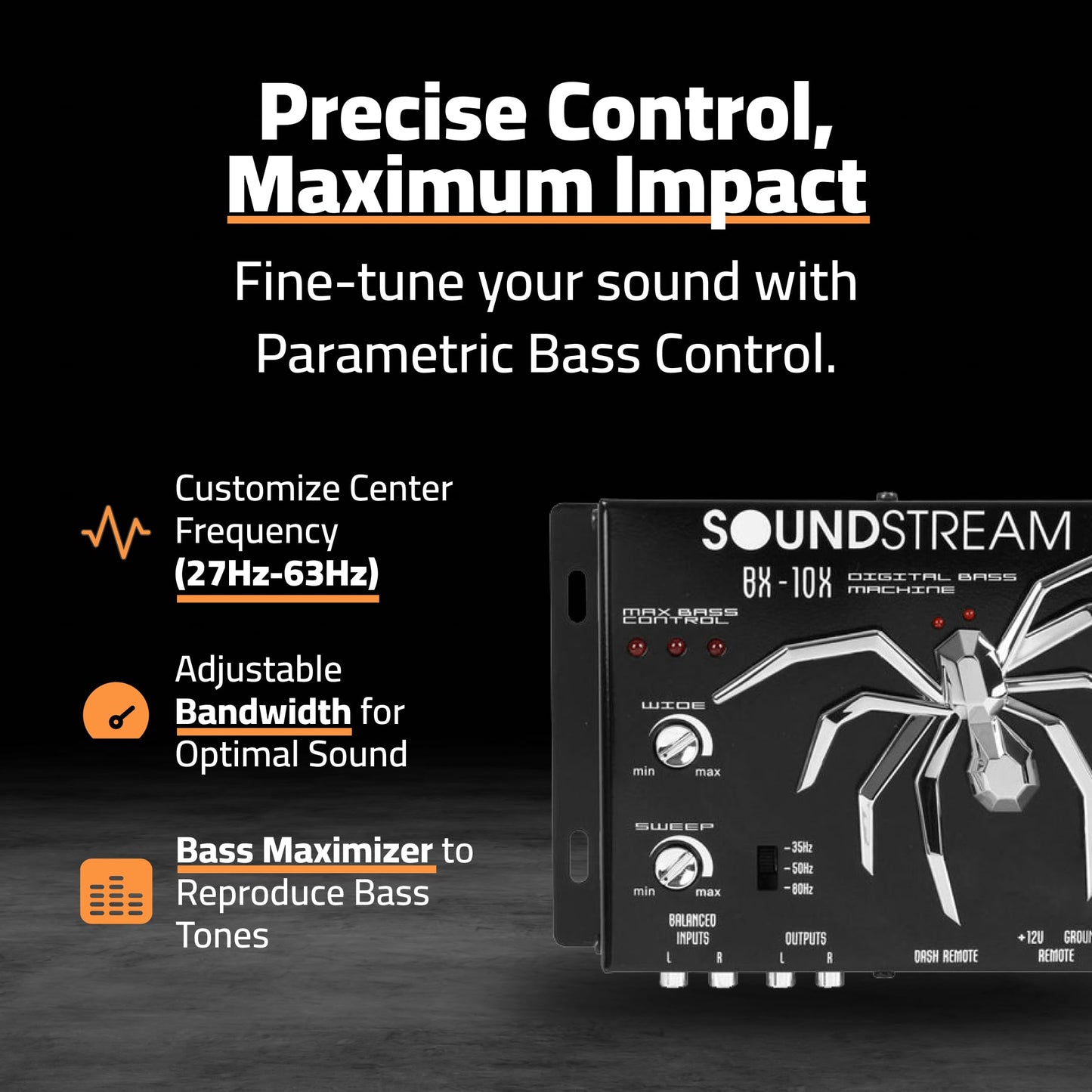 Soundstream Bx10x - Procesador de reconstrucción de Graves, Color Negro, Procesador de Graves, 10.75in. x 8.75in. x 2.5in., Negro