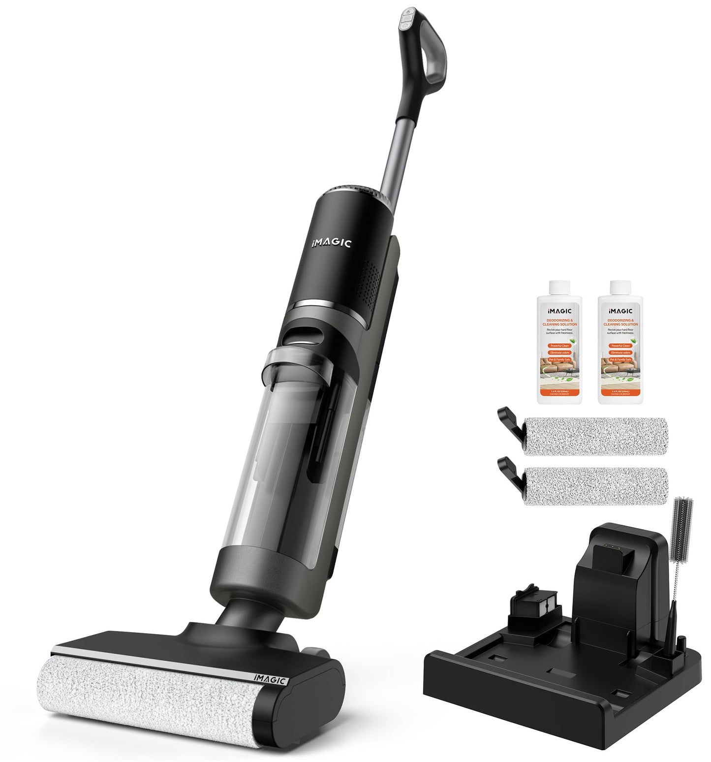 IMAGIC M3 - Aspiradora para mojado y seco, todo en uno para suelos duros, limpiador de suelos ligero para desastres pegajosos con limpieza de bordes, autolimpieza y secado al aire caliente, color gris