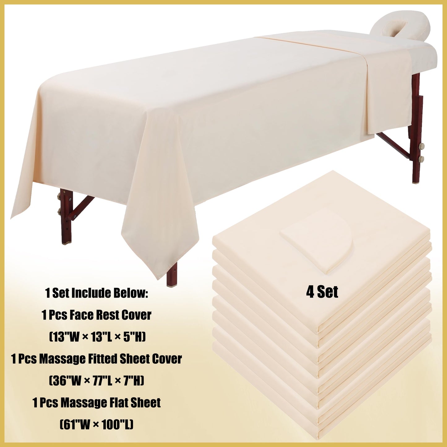 GASIYU 4 Juegos De Sábanas Para Mesa De Masaje De Microfibra 3 Pzas Funda De Cama De Masaje Suave Libre De Arrugas Incluye Sábana Ajustable De Masaje, Sábanas De Masaje Y Cubierta De Cuna Fa