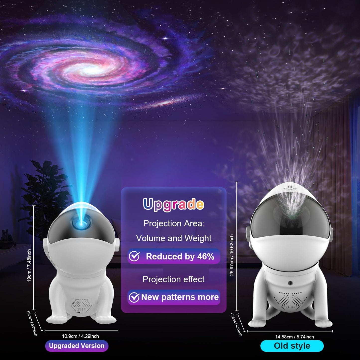 Proyector Galaxy para recámara, proyector de estrella de planetario, 4K reemplazable 13 discos HD Galaxy Discs, techo espacial, cielo estrellado, proyector de luz nocturna con ruido blanco para niños