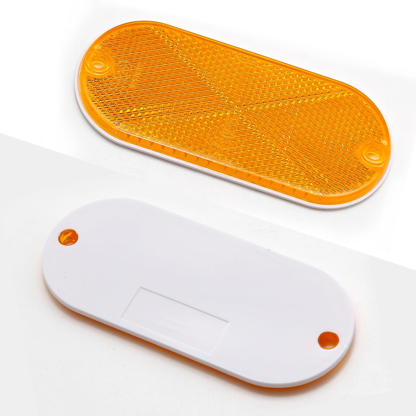 ZUDKSUY - Paquete de 10 reflectores delanteros ovalados reflectores para buzón de correo, para remolques, entradas, puertas, coches, barcos, reflectores de poste de seguridad con agujeros de montaje