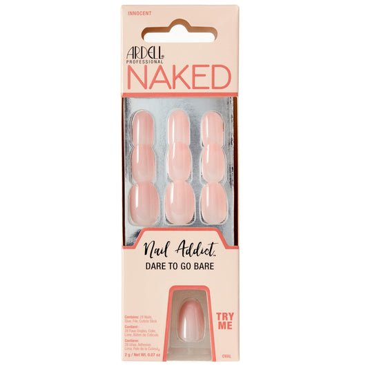 Uñas Postizas de Cobertura Completa Acabado Natural Reutilizables Ardell Nail Addict Inocente y Desnuda