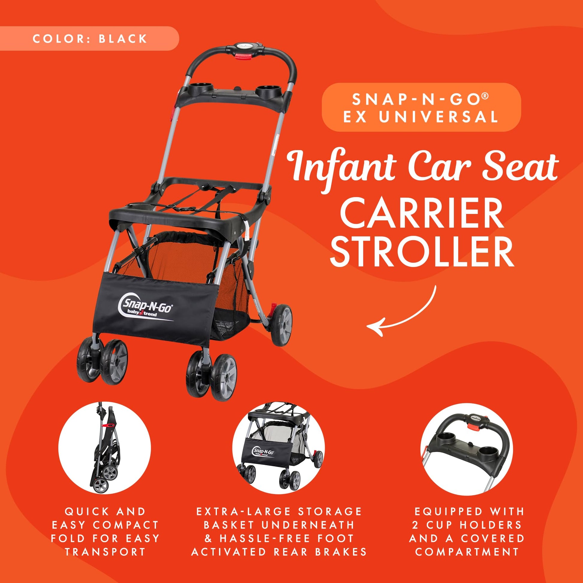 Carriola Universal Baby Trend Snap N Go para Portabebes -Neg