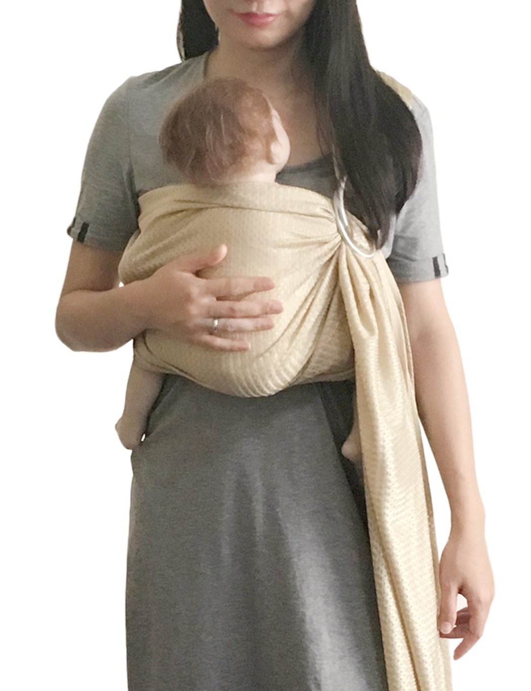 Vlokup Baby Water Ring Sling Carrier | Lightweight Breathable Mesh Baby Wrap for Infant, Newborn, Kids and Toddlers | Perfect for Summer, Swimming, Pool, Beach | Great for Dad too champagne