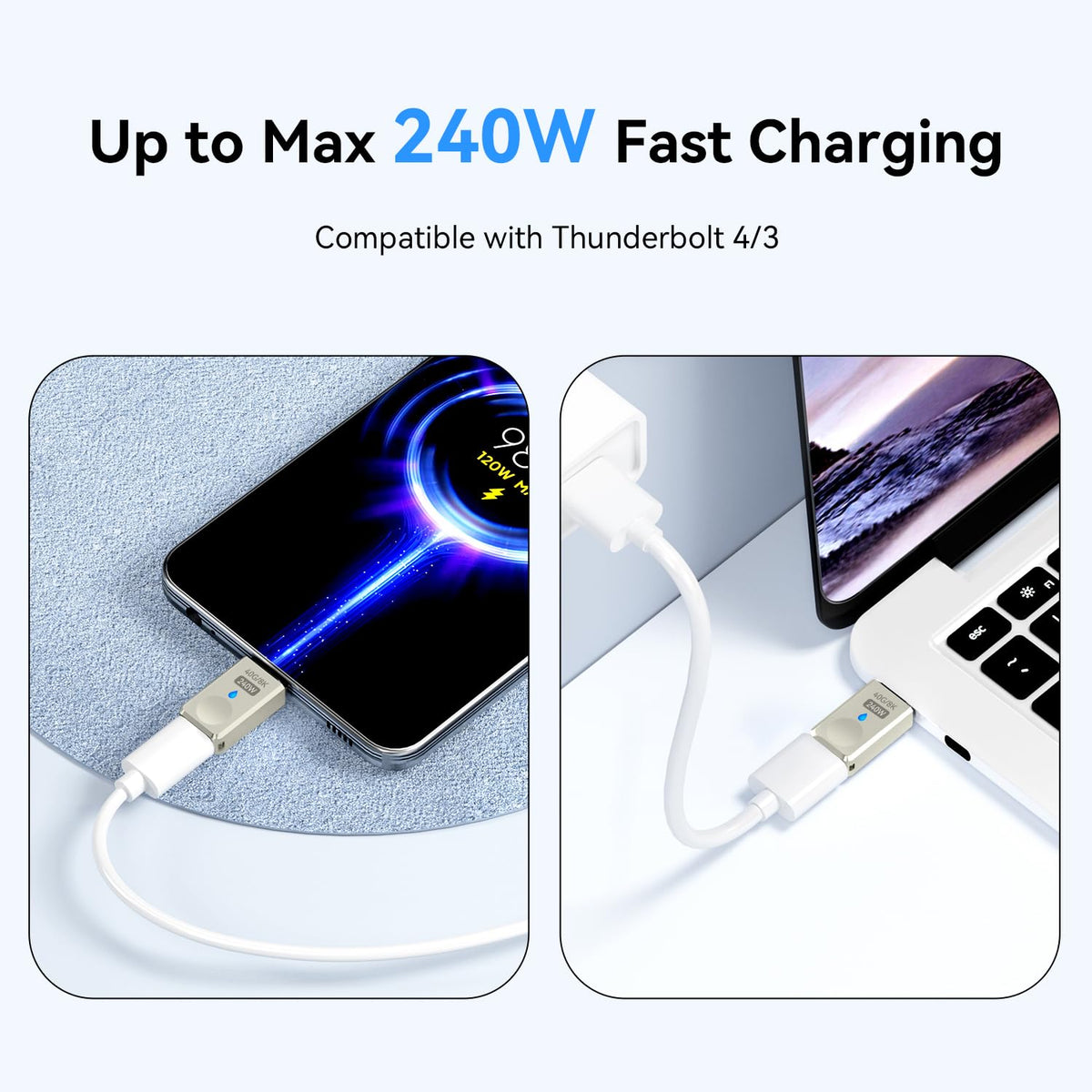 Adaptador Magnético USB Tipo C SHEEAST Plata 40 Gbps 240 W 8K 60 Hz