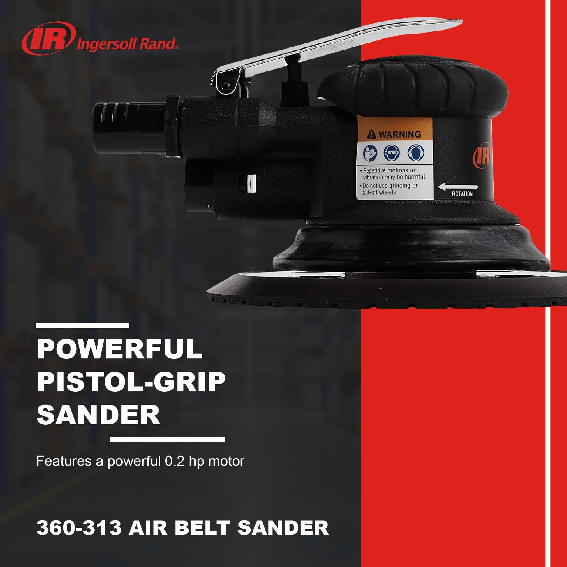 Ingersoll Rand 300G Lijadora de aire orbital aleatoria, almohadilla de 6", órbita de 3/16", 10,000 RPM, .2 HP