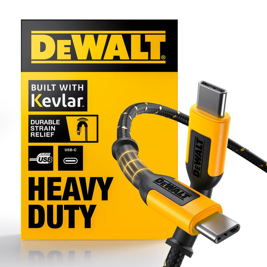 DEWALT Cable de carga USB C - Cable trenzado reforzado para USB-C a USB-C - Carga rápida de tipo C - Cable de tipo C a tipo C - Cable de carga rápida de tipo C - 4 pies.