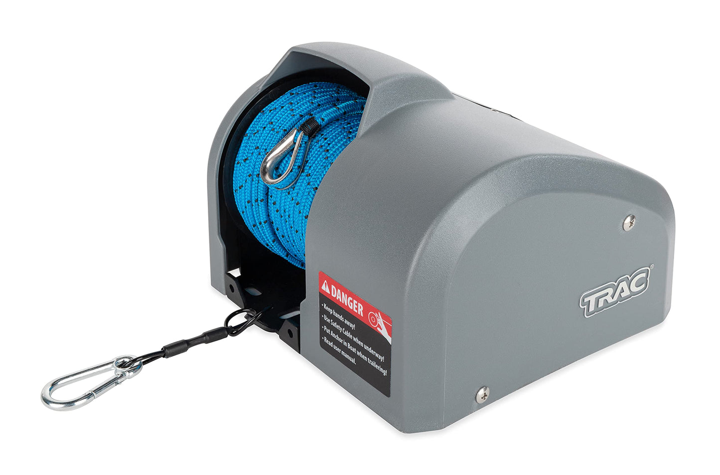 Trac - Outdoor Products Angler 30 AutoDeploy-G3 - Cabrestante de Anclaje eléctrico - Anclajes de hasta 30 Libras. - Incluye 100 pies de Cuerda de Anclaje preenrollada con Uso (69004), Gris, Normal