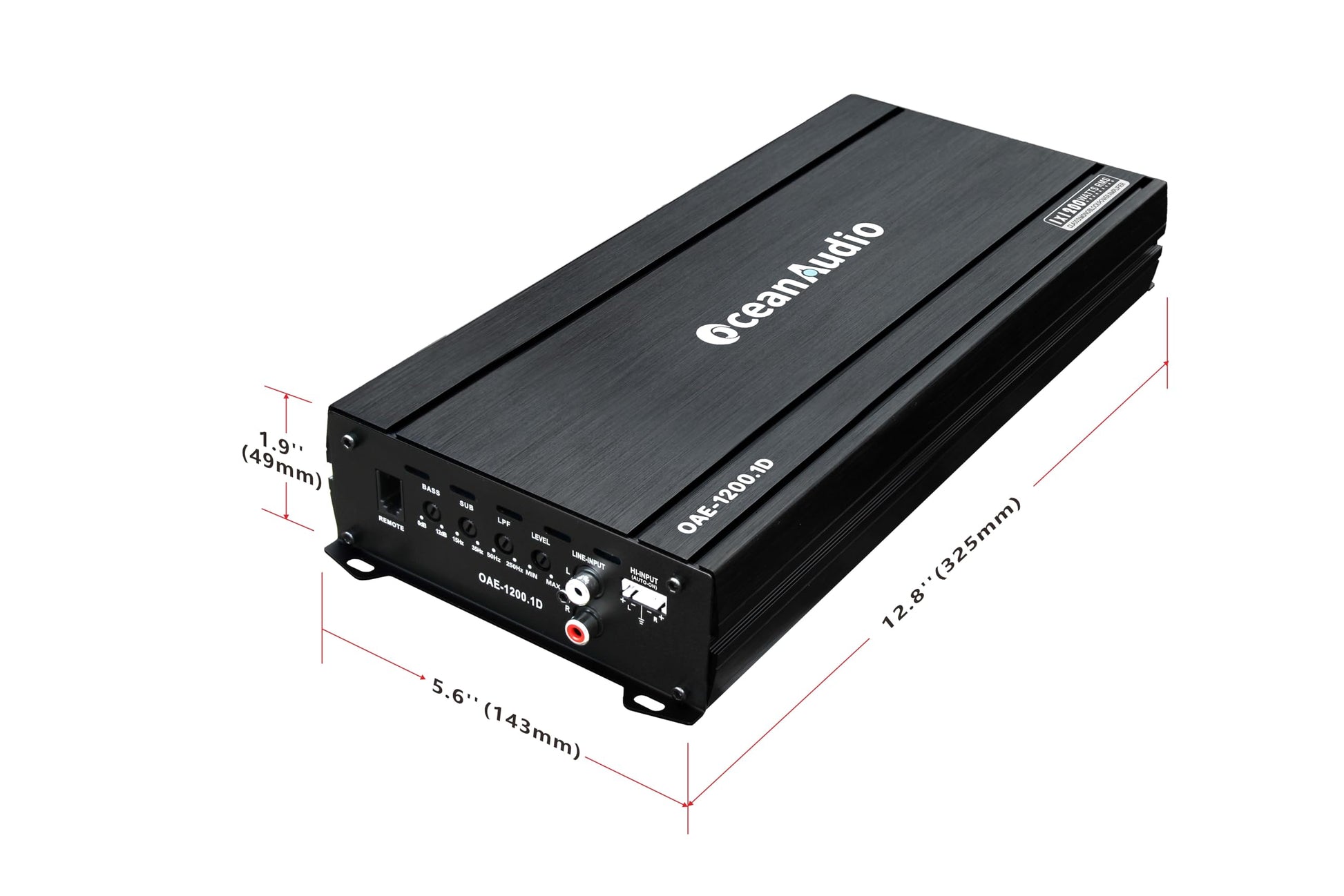 Amplificador Monobloque OceanAudio OAE-1200.1D 2400W con control remoto de subwoofer