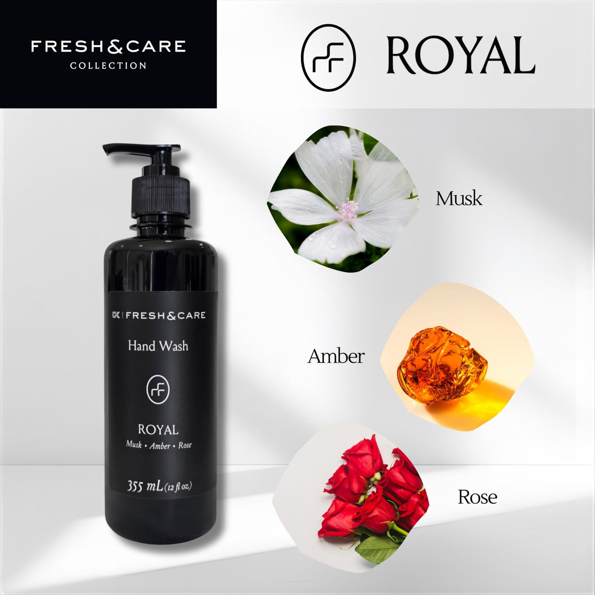 FRESH & CARE COLLECTION | Kit de Amenidades Hoteleras – Velvet Rose & Amber – Set de Jabón y Crema para Hoteles, Airbnb y Spa. 355ml