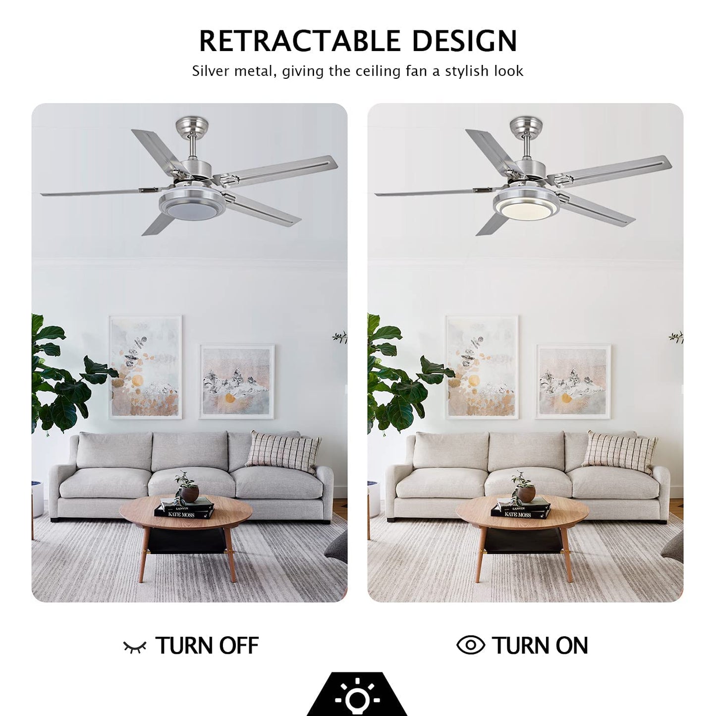 Ventilador de Techo OBCGT Níquel Cepillado con Control Remoto y Luz LED Regulable