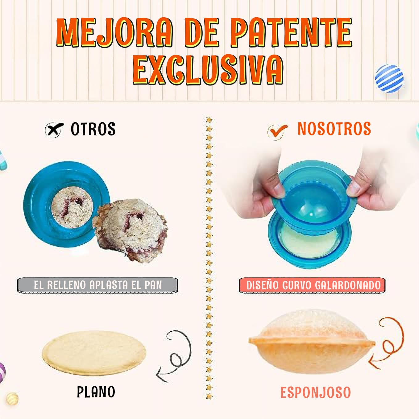 Set de Cortador y Sellador U Chef Azul para Sándwiches y Panqueques sin Corteza para Niños y Niñas