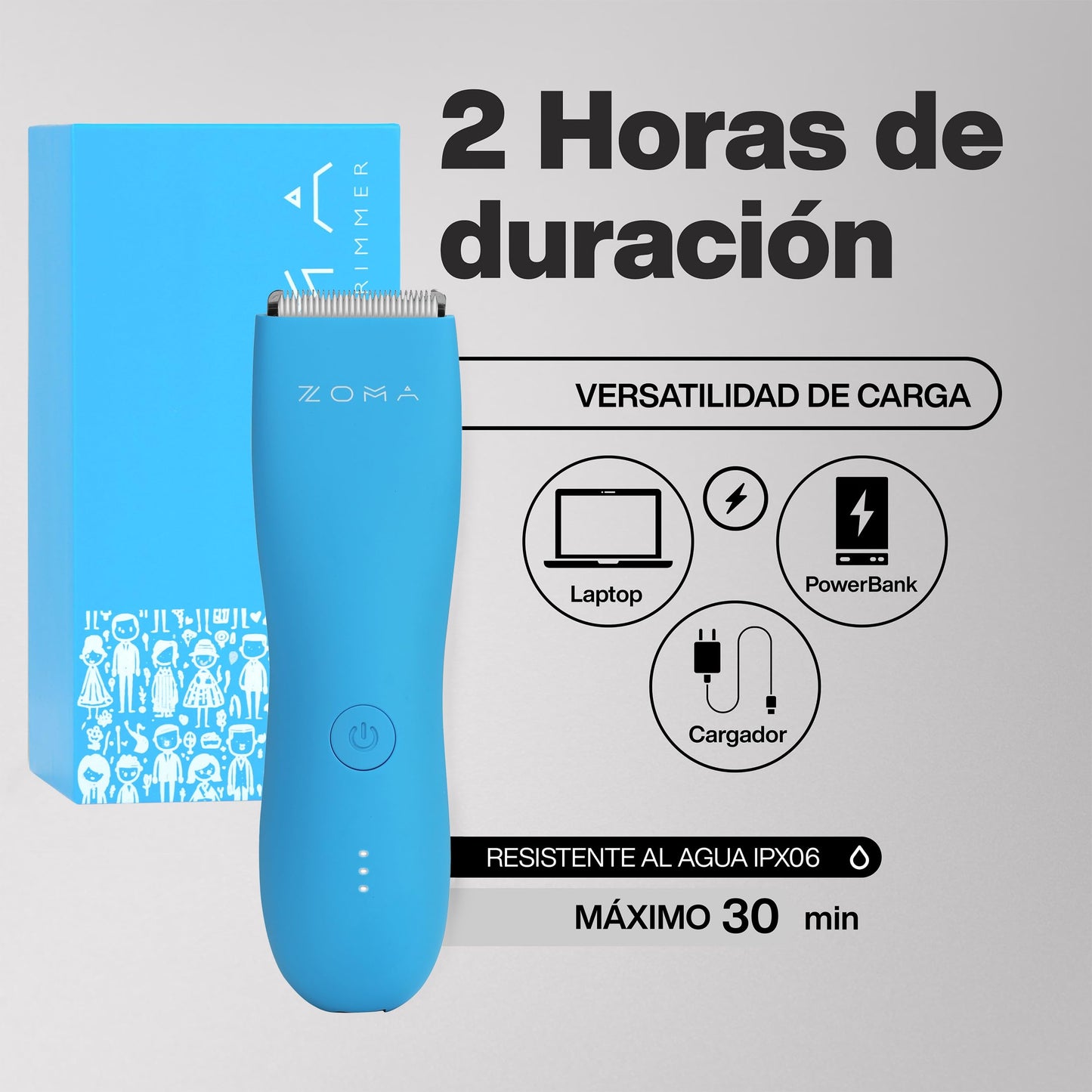 ZOMA | Rasuradoras para Hombre - Azul | Maquina para Cortar Cabello, Corporal y Zonas Íntimas | Rasuradora Electrica Hombre | Afeitadora electrica Hombre con Cuchillas de Cerámica Anti Corte