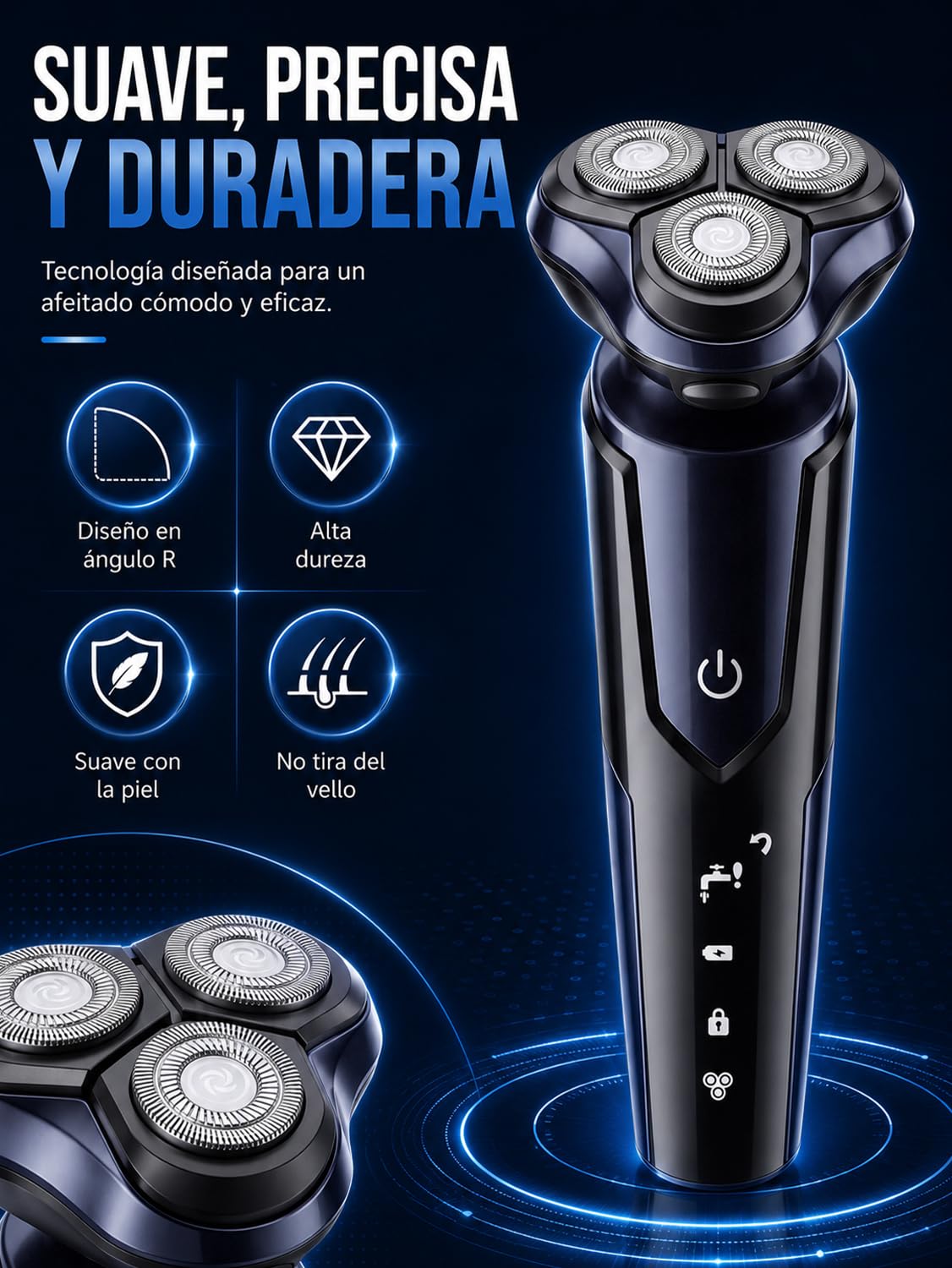 RUIAO Rasuradoras para Hombre 3 en 1 IPX7 Recargable USB Color Negro