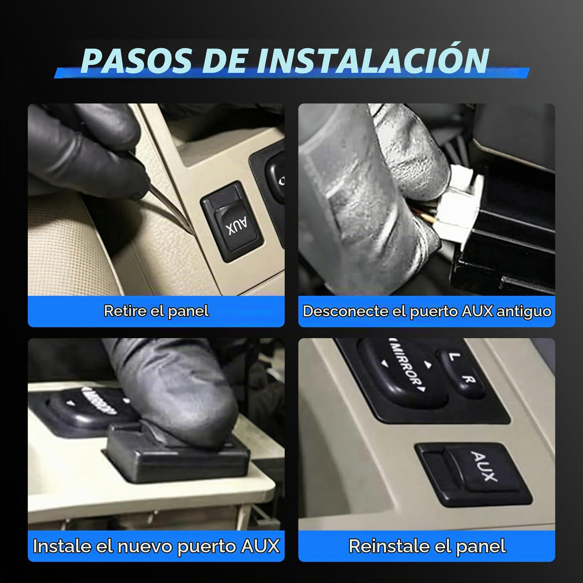 Reemplazo de Puerto Auxiliar PANNUOSCS Compatible con Toyota Negro para Coche