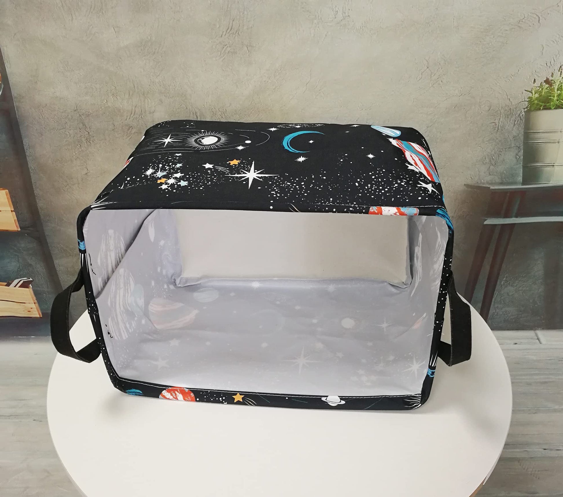 DUYIY - Cesta de almacenamiento para el hogar, cesta organizadora para niños, cesta de lavandería, cesta de regalo con asas para el hogar (planeta negro)
