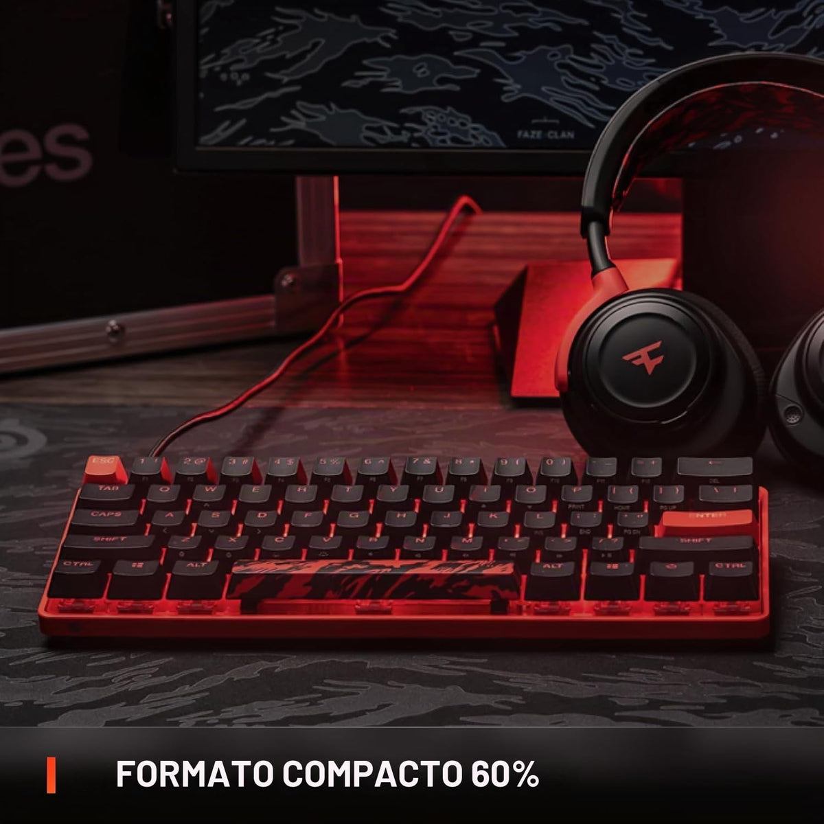 Teclado óptico SteelSeries Apex 9 Mini Faze Clan Edición compacta 60% RGB reacondicionado