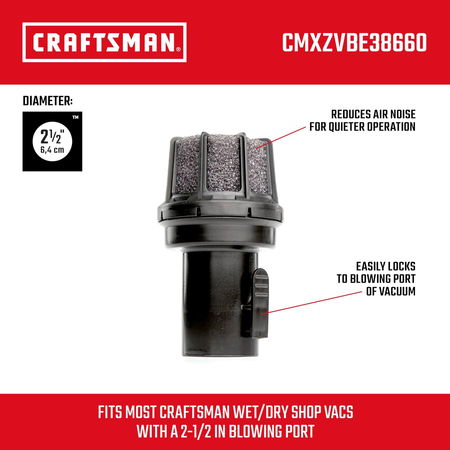 CRAFTSMAN 38660 2-1/2-inch Muffler Diffuser Wet/Dry Vac Attachment
