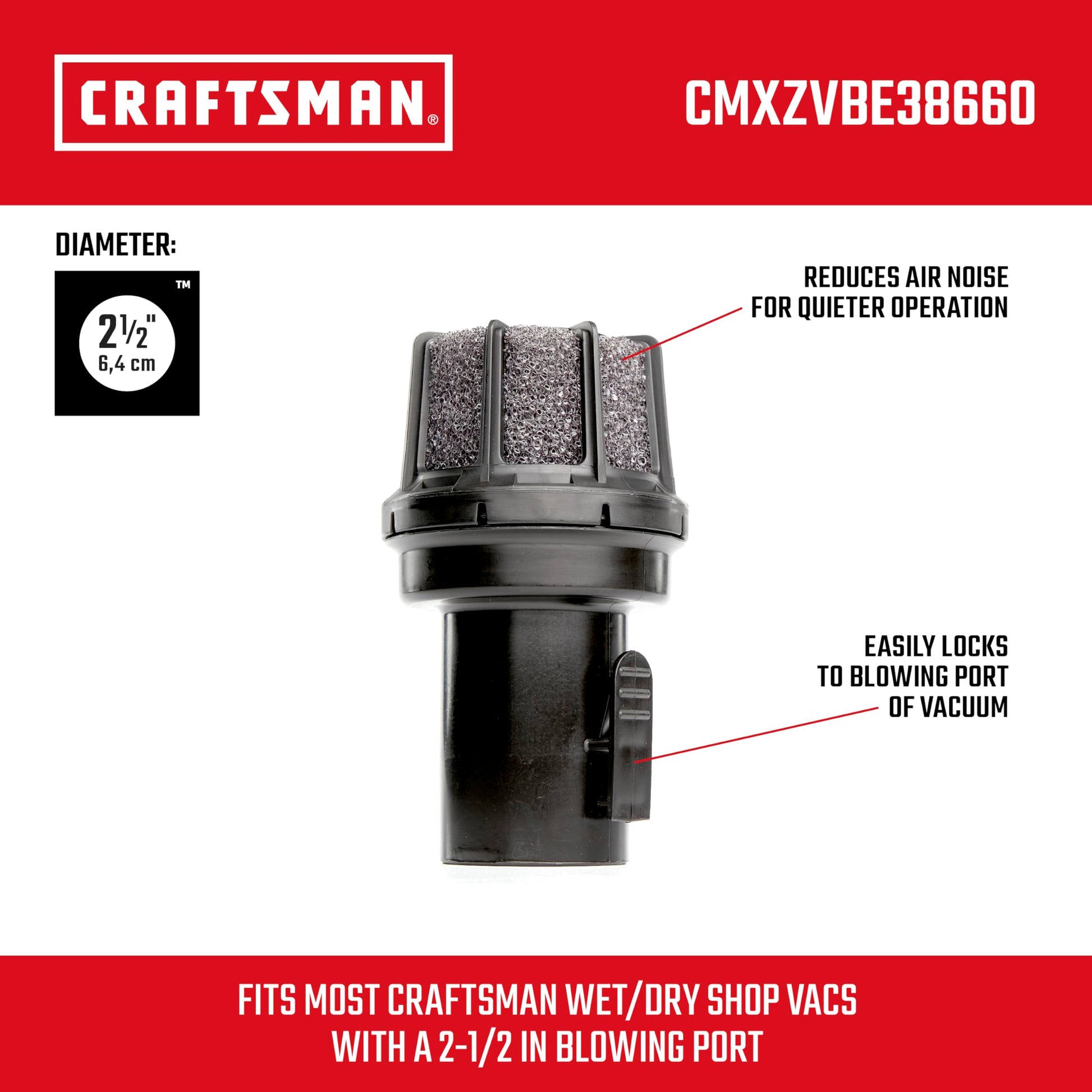 CRAFTSMAN 38660 2-1/2-inch Muffler Diffuser Wet/Dry Vac Attachment