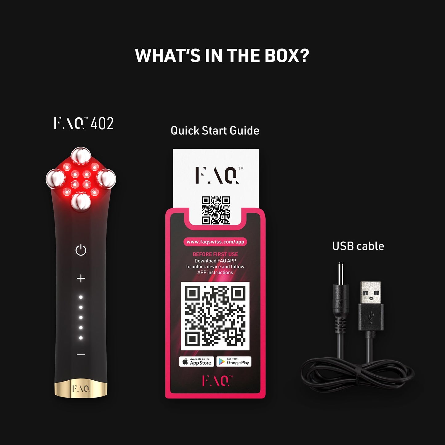 FAQ 402 Lifting Facial con Doble Microcorriente – Masajeador Facial Antiarrugas y Gua Sha con Luces LED Roja, Azul e Infrarroja, Drenaje Linfático, Contorno de Ojos, Skincare y Belleza