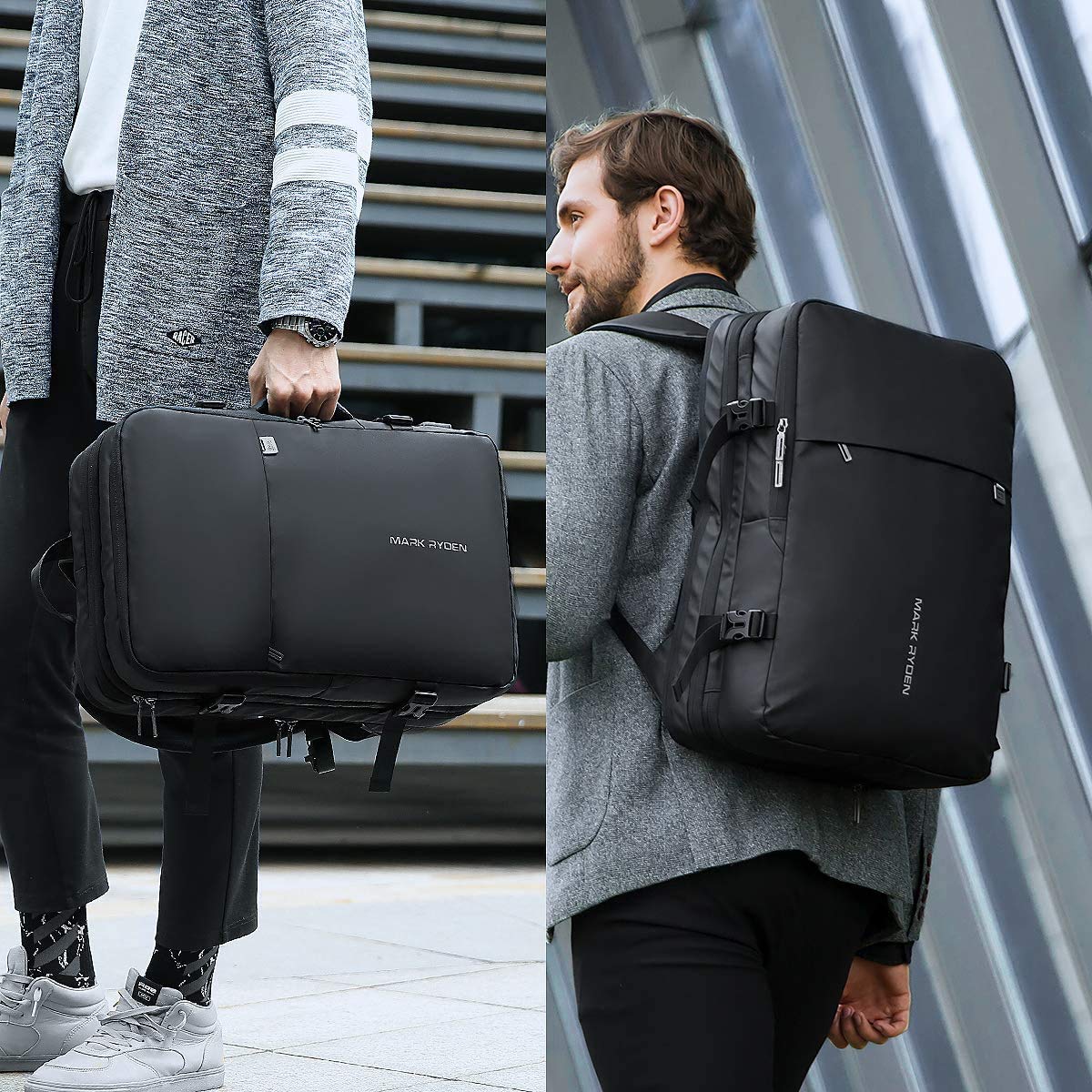 Mochila para Portátil Mark Ryden Negra con Cargador USB e Impermeable para Hombre y Mujer