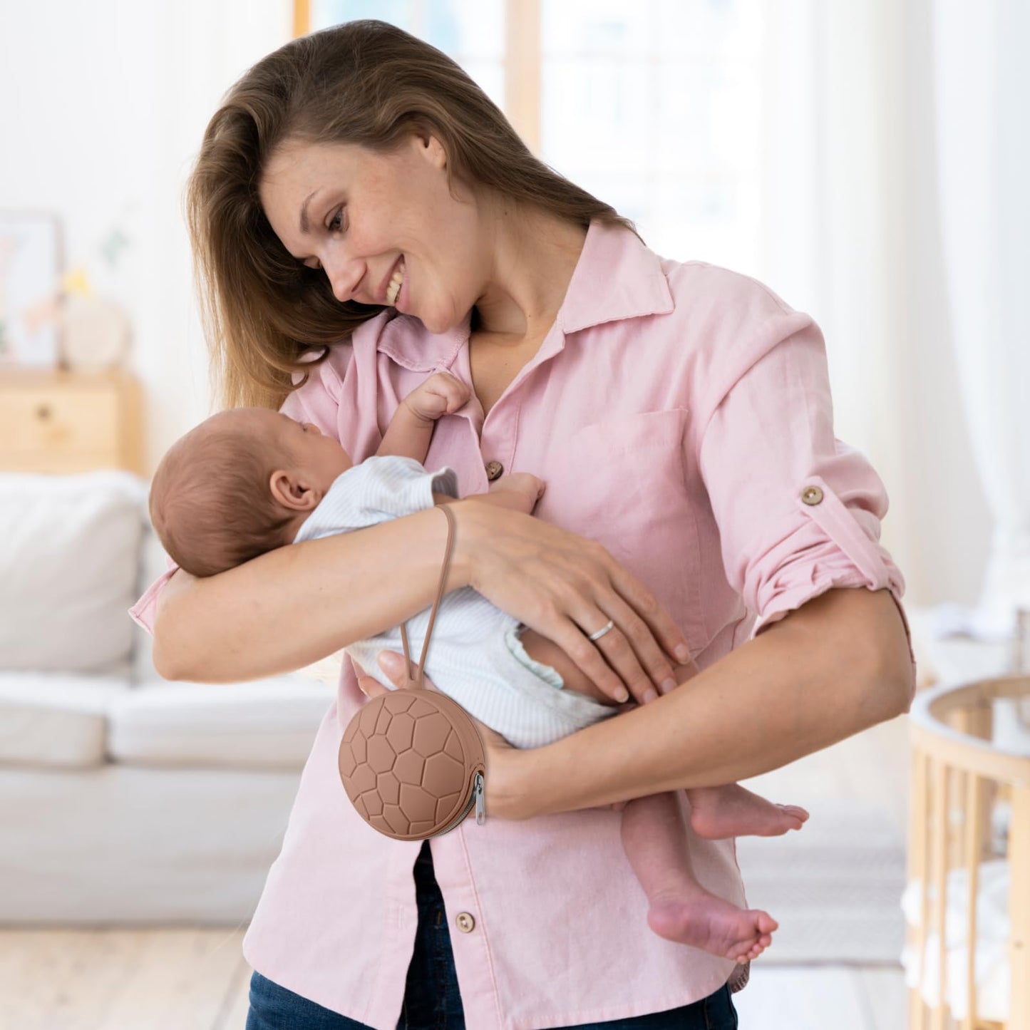 Funda de silicona para chupete, sin BPA, soporte de silicona para bebés recién nacidos, para niños y niñas, estuche portátil de silicona para chupete, color gris pálido y gris Oslo