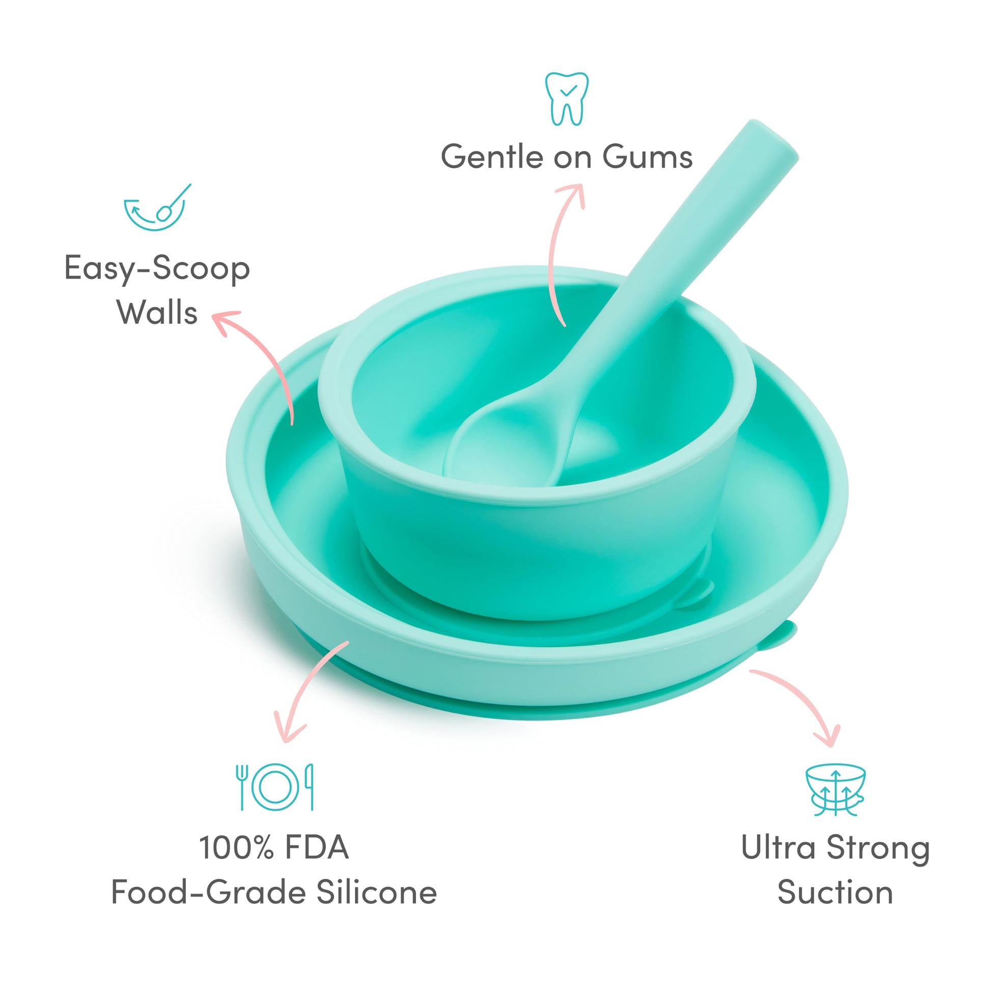Juego de Alimentación Munchkin Menta Silicone para Bebés y Niños Pequeños