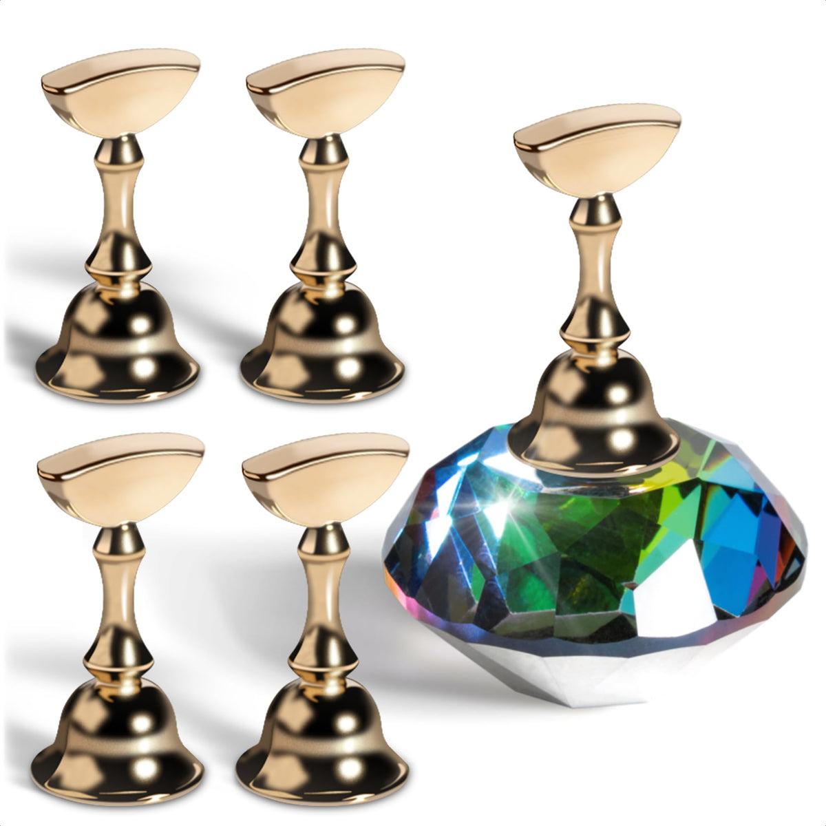 Soportes de Práctica de Arte de Uñas Magnéticos con 5 Piezas de Aleación y Base de Vidrio para Manicura