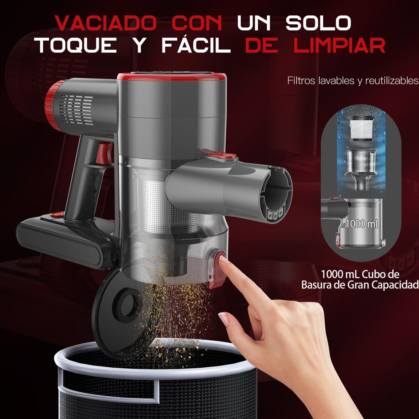 COYIVI 6 en 1 Aspiradora Inalámbrica, Aspirar y Trapear, 30Kpa Aspirador Vertical Sin Cable con Pantalla Táctil para Hogar, Aspiradora de Mano con Potente Succión para Alfombras/Suelos Duros/Pelo de Mascotas