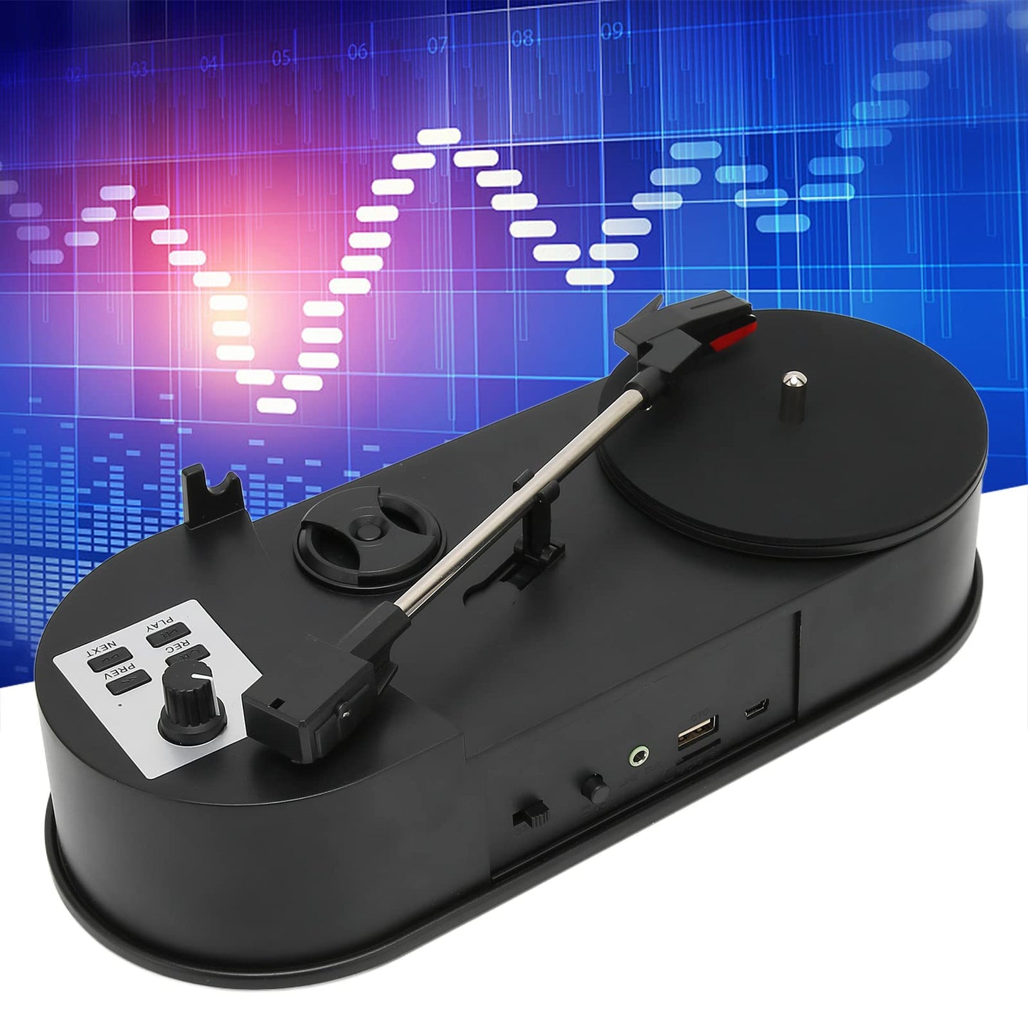 Cryfokt Tocadiscos de Vinilo, USB 2.0 Reproductor de Audio de Discos LP Conecta Y Reproduce Convertidor de Reproductores de CD MP3 Tocadiscos de Vinilo Grabación de Vinilo a MP3