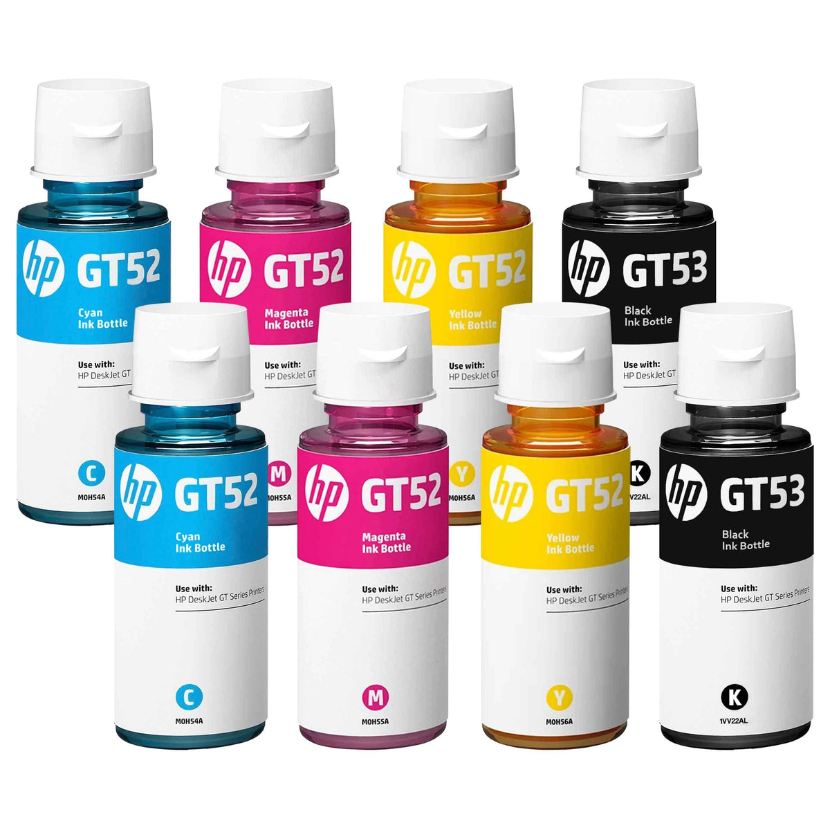 Kit de Tintas Original HP GT52 GT53 Amarillo, Cyan, Magenta y Negro para Cómputo y Papelería