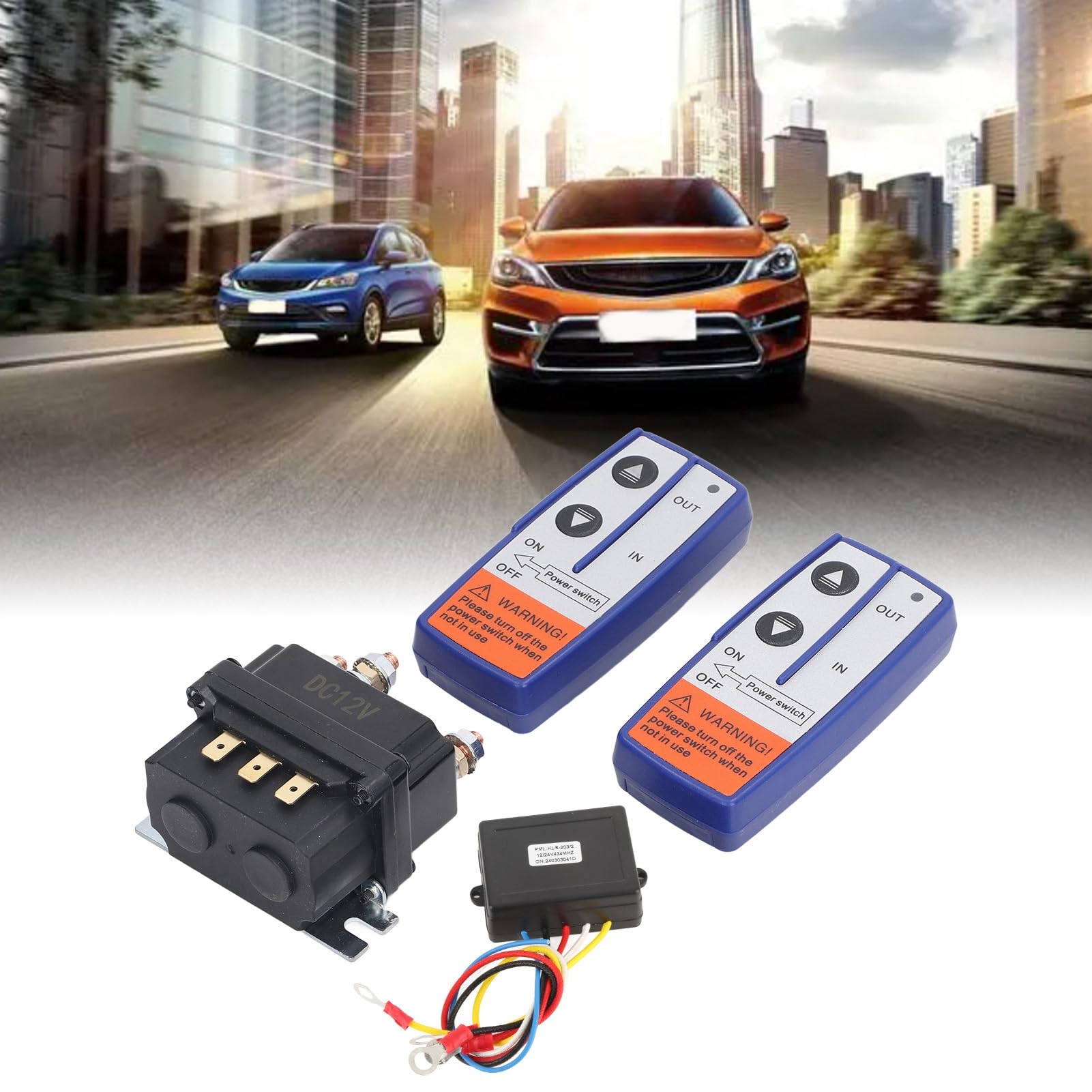 Mando A Distancia Inalámbrico para Cabrestante, Contactor de relé de Solenoide de Cabrestante de 12 V 500 A y Kit de Control Remoto de Cabrestante Inalámbrico de 2 Piezas con 6