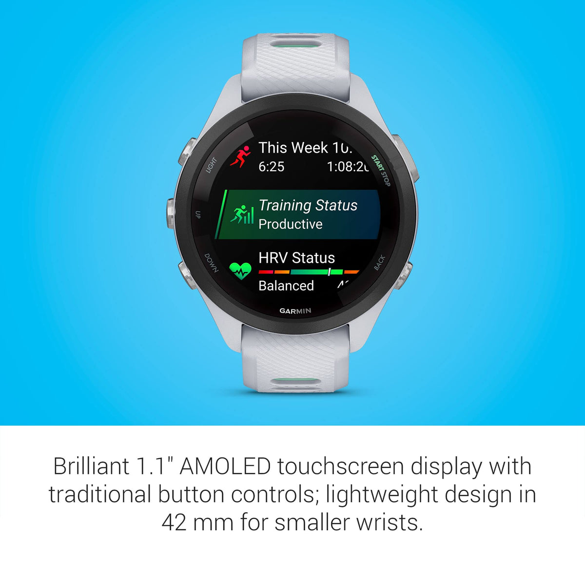 Reloj Garmin Forerunner 265S Blanco 42mm con Función de Música