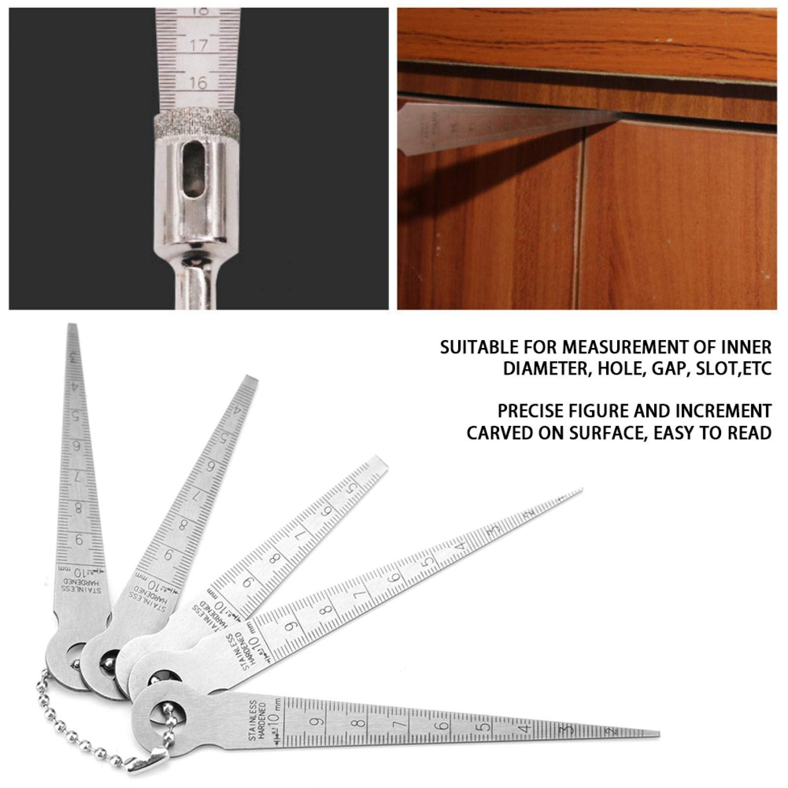 LiebeWH Calibre de Espesores Cónico para Soldadura de Acero Inoxidable Medidor de Grosor con Herramienta de Inspección de Orificios de 10 mm Medición de Diámetro Interno