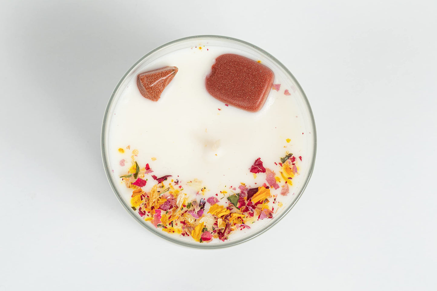 Fuwu, velas aromaticas relajantes de cera de soya con cuarzos naturales, velas decorativas hechas a mano con hierbas de olor, aromatizantes para hogar, velas aromaticas (Mandarina con Mango)