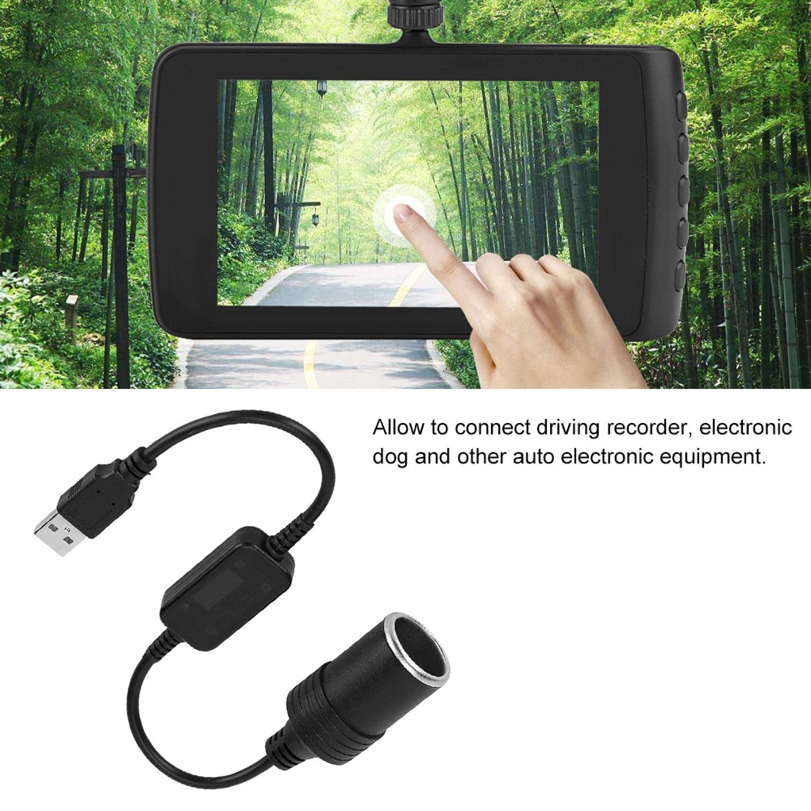 Acouto USB a Encendedor de Cigarrillos Cable Convertidor de Enchufe Cable Convertidor de Enchufe USB 5V a 12V Adaptador Convertidor de Enchufe de Encendedor de Cigarrillos USB de Coche Macho a Hembra