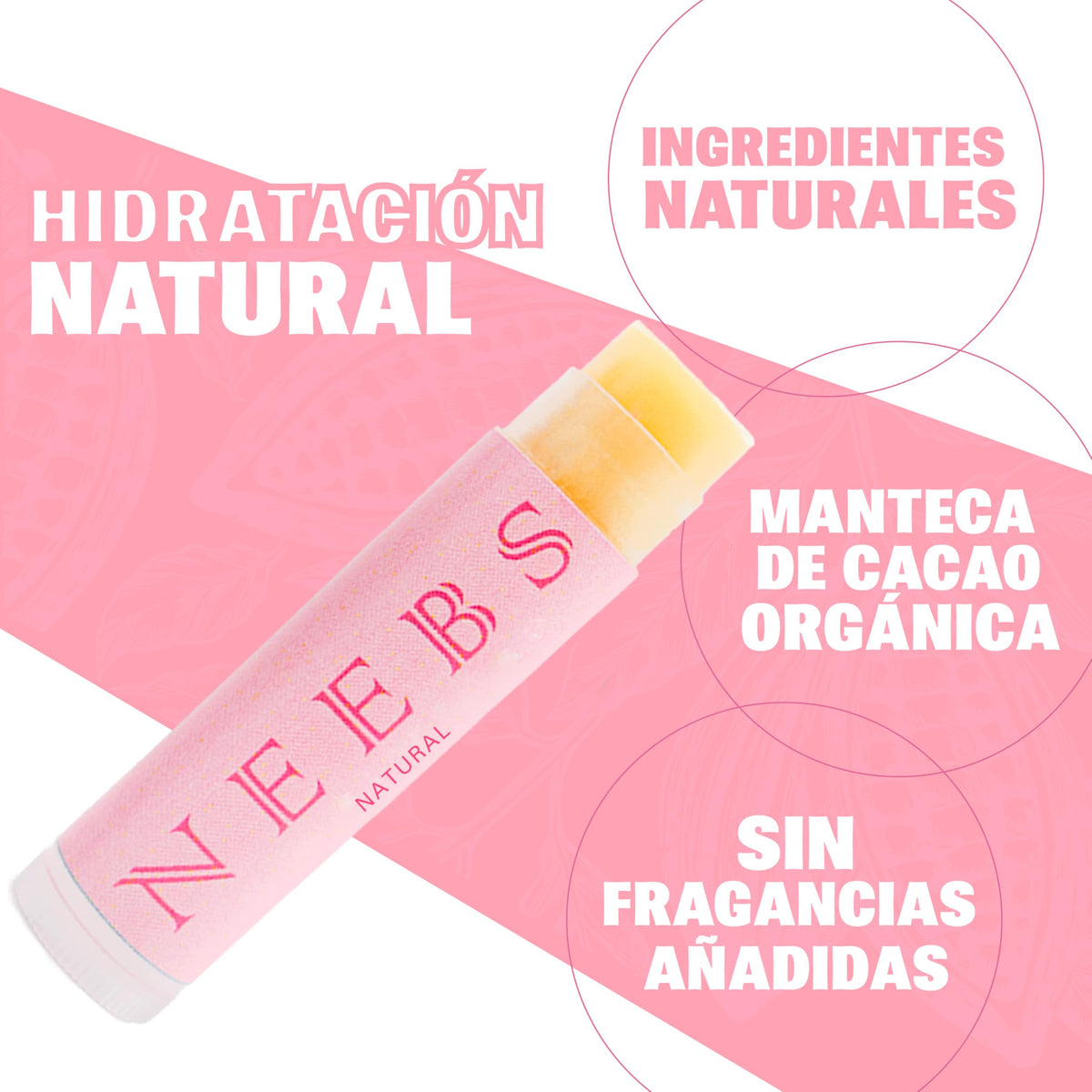 NEEBS | Bálsamo Labial Natural | 3pack de 4.5g c/u | Intensa humectación | Ingredientes 100% naturales | Artesanal