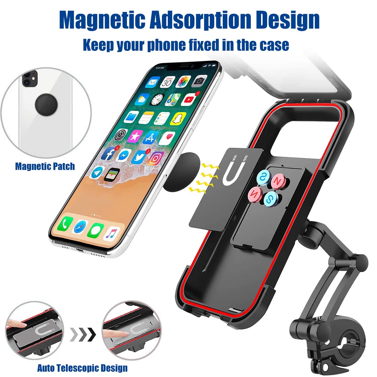 Soporte de Celular Universal Moto y Bicicleta con Pantalla Táctil Rotación 360° Ajustable