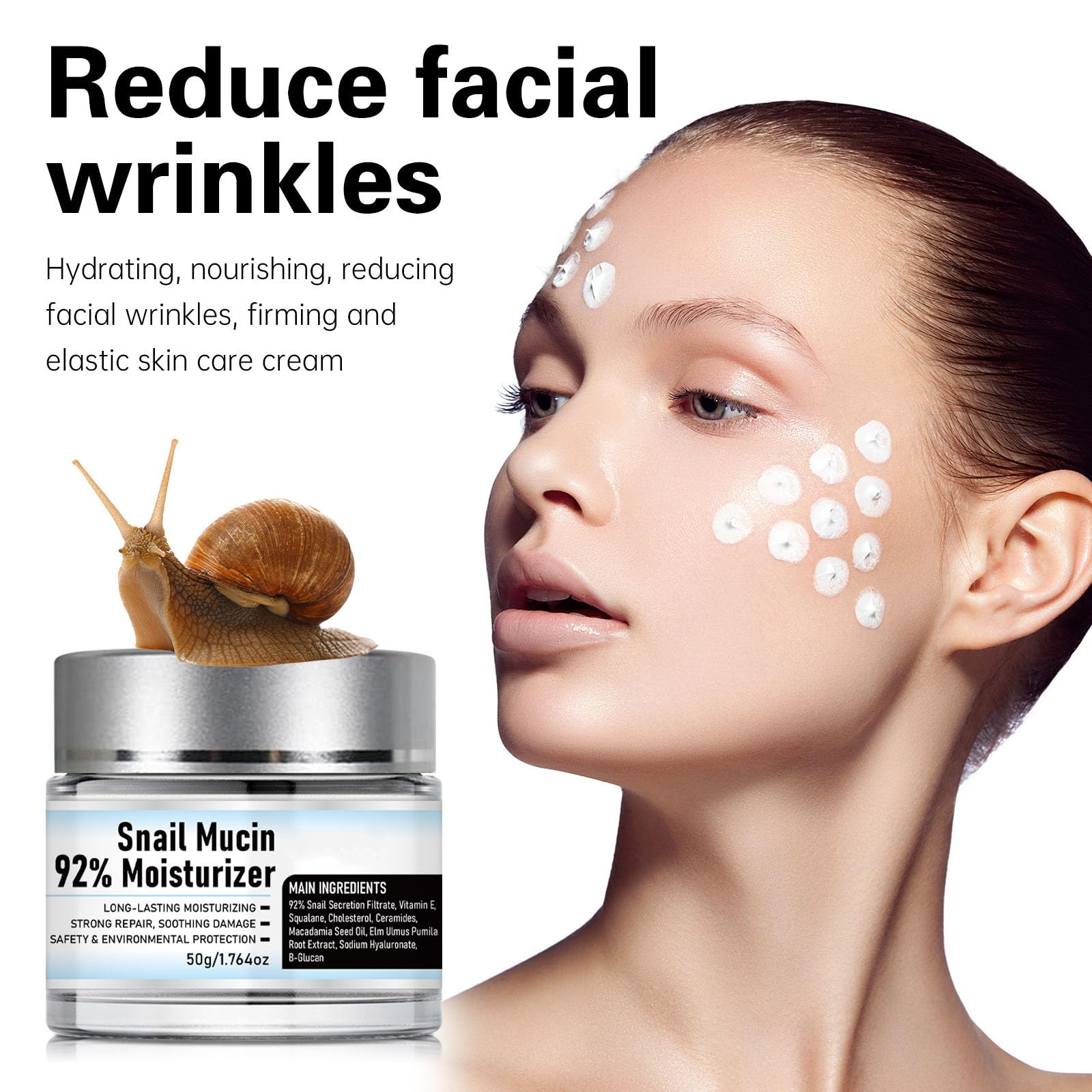 Snail Mucin 92% Moisturizer, Snail Mucin Cream Daily Repair Face Gel Cream for Dry Skin, Snail Mucin Moisturizer Face Cream,Snail Cream for Face Moisturizer (2)