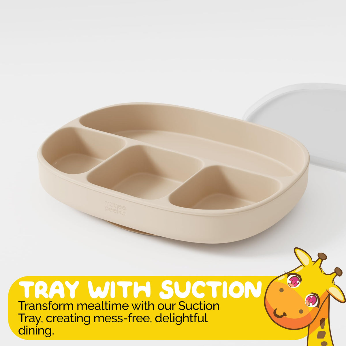 Muqee Peeko Plato de succión para bebé Baby Essentials en Color Beige de la colección de Sets de alimentación para bebés de Silicona.