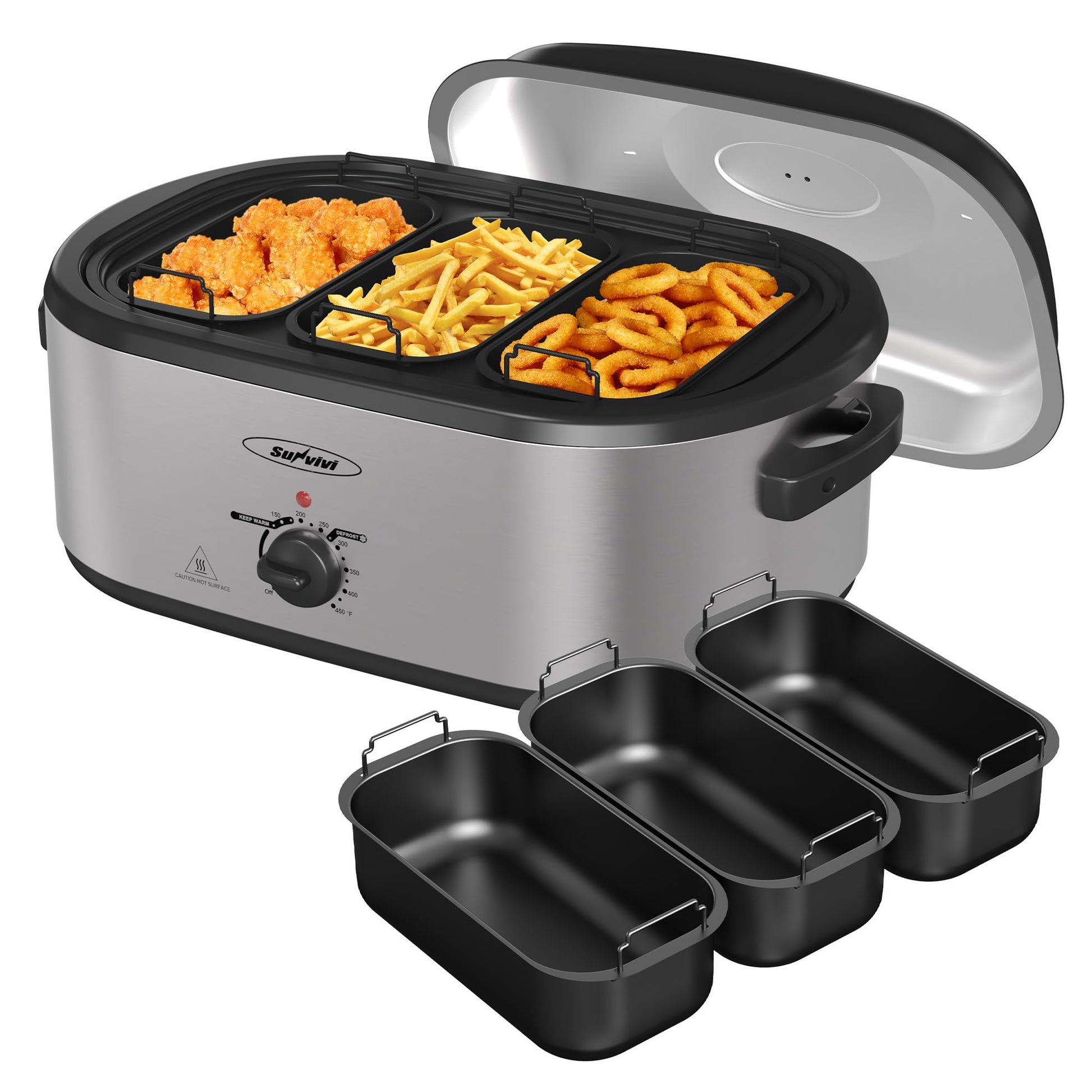 Horno Tostador Eléctrico Sunvivi 24 Cuartos con Control de Temperatura y Bandejas de Buffet Extraíbles