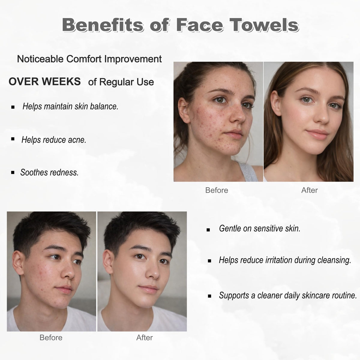 GENTLGLOW- Toallas limpias GentlGlow, toallas faciales gruesas, toallas multiusos, toallas reutilizables, toallas faciales, desechables