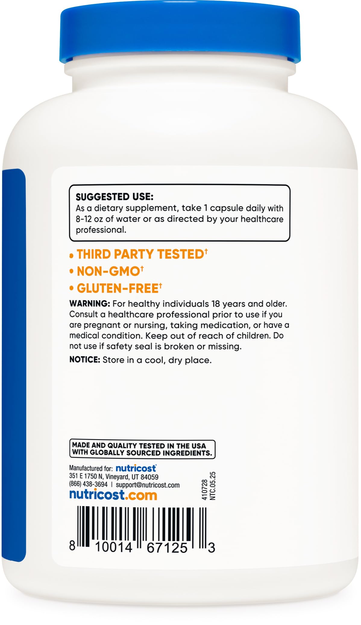 Suplemento Nutricost L-Arginina L-Citrulina Blanco Complejo Sin OGM